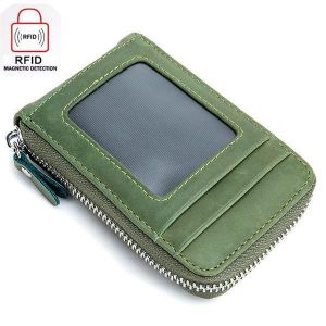 RFID Blocking Wallet Men Women Cow Leather 12 Card Slots Card Holder Wallet