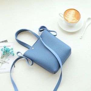 Women PU Leather  Candy Color Small Handbag Phone Bag Shoulder Bag Crossbody Bag