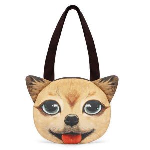 Women 3D Dog Cat Pussy Face Purse Cute Shopping Tote Shoulder Bag
