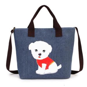 Women's Lovely Handbag Dog Pattern Shoulder Canvas Zipper Bags