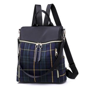 Women Nylon Backpack Large Capacity Contrast Color Fashion Leisure Tablet Bag