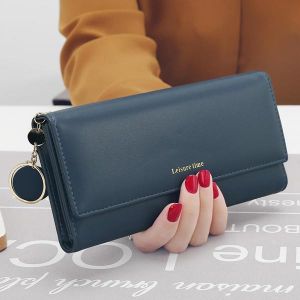 Women Fashion Phone Bag Artificial Leather Multi-functional Long Wallet 9 Card Slots Clutch Bag