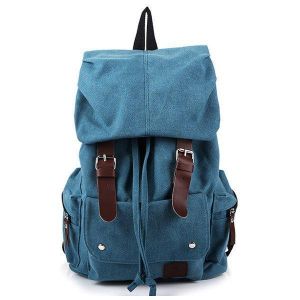 Men And Women Canvas Backpack Leisure Drawstring Rucksack Students School Bags