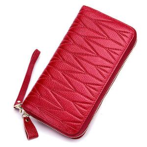 Women RFID Antimagnetic Genuine Leather Multi-slots 36 Card Slots Card Holder Long Wallet