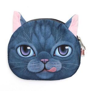 Women Cute Cartoon Cat Head Pattern Shoulder Bag Chain Cross Body Bag