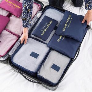 6Pcs Waterproof Travel Bag Clothes Pouch Nylon Luggage Bag Organizer Travel Bag