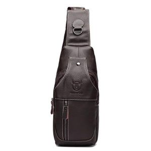 shopping תיקי גברים Bullcaptain Men Genuine Leather Business Casual Brown Black Shoulder Crossbody Bag