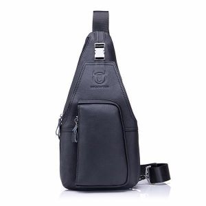 Bullcaptain&reg; Men Leather Chest Bag Vintage Travel Fashion Crossbody Shoulder Bag