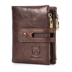 shopping תיקי גברים Bullcaptain RFID Antimagnetic Vintage Genuine Leather 14 Card Slots Coin Bag Wallet