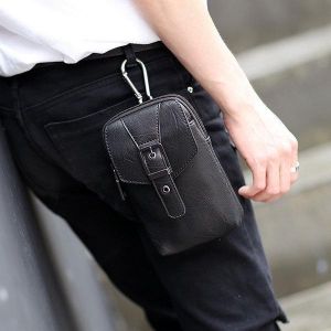 shopping תיקי גברים Man PU Waist Bag Running Crossbody Bag Hanging Neck Phone Clutch Bag