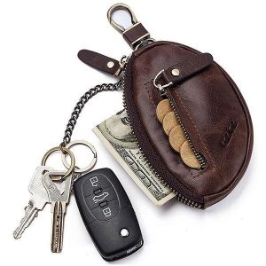 GZCZ Genuine Leather Car Key Holder Key Bag Keychain Wallet For Men Women