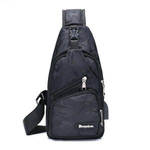 Men Crossbody Shoulder Bag Chest Bag Travel Hiking Daypack with USB charging Port