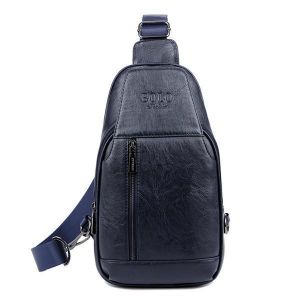 Men Genuine Leather Multifunctional Chest Bag Leisure Outdoor Sports Crossbody Bag Shoulder Bag