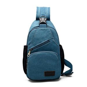 Vintage Canvas Casual Multi Pocket Cross Body Shoulder Chest Bag For Men