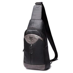 Large Capacity Men Genuine Leather Crossbody Bag Casual Chest Bag