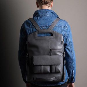 Ekphero Men Handbag Casual Multifunction Backpack Solid Crossbody Bag