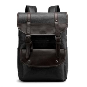 Men Large Capacity PU Leather Backpack Casual Vintage Shoulder Bag
