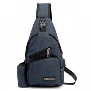 Men Oxford Large Capacity Casual Outdoor Travel USB Charging Port Sling Bag Chest Bag Crossbody Bag