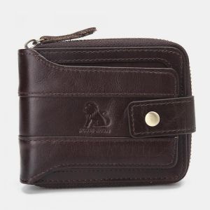 Men RFID Vintage Genuine Leather Short Zipper 12 Card Slots Coin Bag Wallet