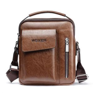 Weixier Men PU Leather Vintage Handbag Retro Crossbody Bag Shoulder Bag