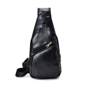 Men Casual Resistant Waterproof Anti Theft Chest Bag Travel Daypack with USB Charging Port