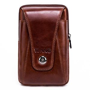 Men Genuine Leather Vintage Waist Bag Business Crossbody Bag Cell Phone Bag for 6 inch Phones