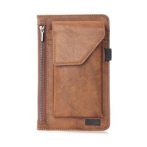 6.3 inch Battery Charger Phone Bag Double Layer Vintage PU Leather Waist Bag For Men
