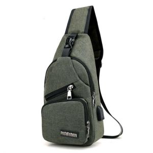 Casual Outdoor Travel Sling Bag Chest Bag Crossbody Bag with USB Charging Port