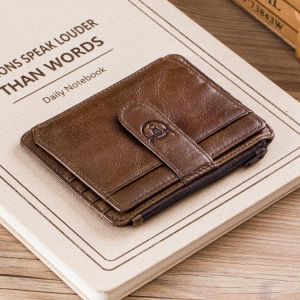 RFID Antimagnetic Bullcaptain Wallet Men Genuine Leather Retro 10 Card Slots Card Holder Coin Bag