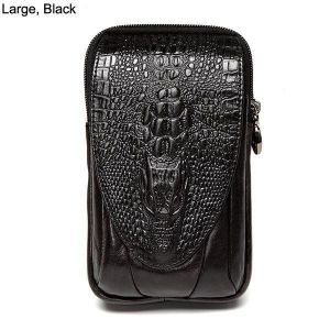4.7 to 6 Inches Cell Phone Pouch Genuine Leather Waterproof Waist Pack For Men