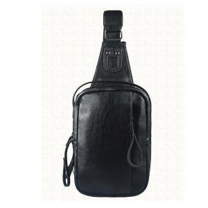 Men PU Casual Zipper Small Black Brown Blue Crossbody Shoulder Chest Bag