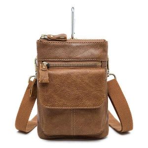 Genuine Leather Waist Bag First Layer Leather Leisure Retro Phone Bag Crossbody Bag For Men