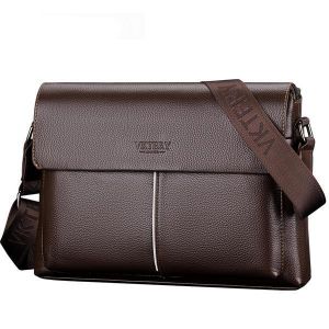 Men PU Leather Minimalist Shoulder Bag Leisure Business Crossbody Bag Briefcase