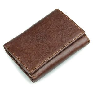 RFID Blocking Genuine Leather Vintage Multi-Card Slots Tri-fold Wallet For Men