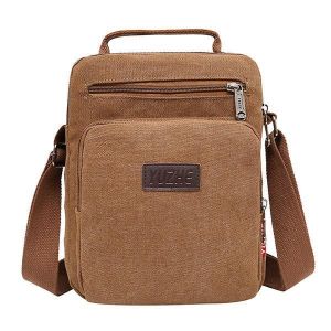 Men Canvas Sling Bag Messenger Bag Small Travel Crossbody Bag Fit 9.7-inch ipad