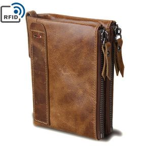RFID Antimagnetic Genuine Leather Wallet Vintage 7 Card Holders Coin Bag For Men