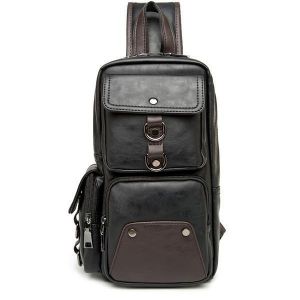 Men Chest Bag Black Shoulder Bag Multi Pocket Crossboby Bag