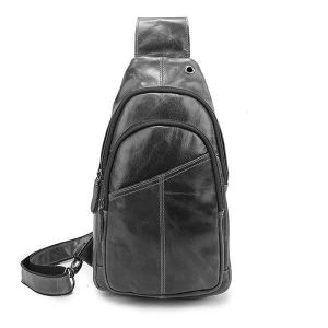 Ekphero&reg; Men Vintage Genuine Leather Retro Crossbody Bag Chest Bag