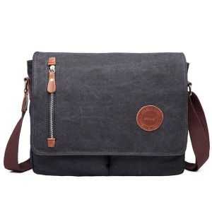 Men Canvas Shoulder Bag Casual Messenger Bag Retro Laptop Bag