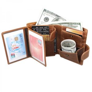 Men RFID Genuine Leather Vintage Short Wallet Card Holder