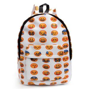 Cute Cartoon Emoji Backpack Girls Sweet Canvas Book Bags Students School Bags