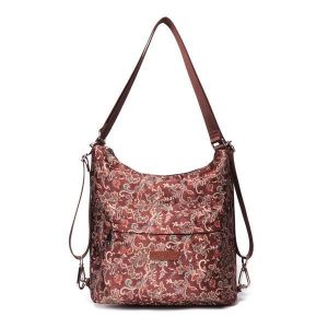 Brenice National Floral Multifunction Outdoor Travel Women Backpack Shoulder Crossbody Bag