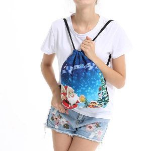 shopping ילקוטים ותיקי בית ספר Women Print String Christmas Storage Bag Casual Backpack