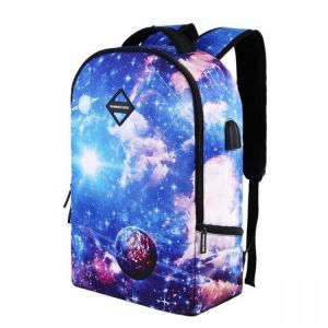 22L Outdoor Headset Starry Sky USB Backpack Student Schoolbag Travel Star Bag Rucksack