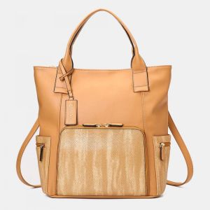 Women Multifunction Large Capacity Handbag Patchwork Backpack