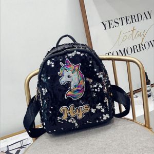 Sequin 3D Unicorn Pattern Backpack School Shopping Bag Rucksack Satchel
