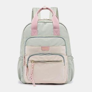 Women Nylon Waterproof Multifunction Bag Casual Patchwork Backpack