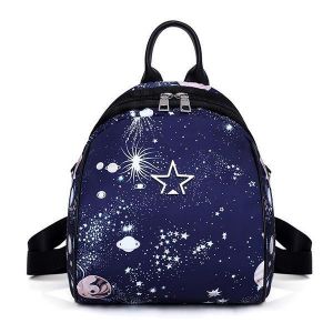 Women Nylon Galaxy Pattern Light Weight Large Capacity Backpack Shoulder Bag