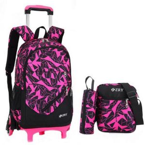 28L 3 Pcs Kids Trolley Backpack Pencil Bag Shoulder Bag Travel Camping Trolley Case With Wheels