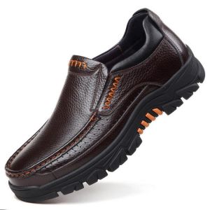 shopping נעלי גברים Men Genuine Cow Leather Waterproof Comfy Non Slip Soft Slip On Casual Oxfords